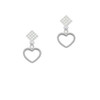Outline Heart White Clear Crystal Diamond-Shape Earrings