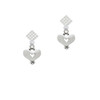 Large Heart with Cutout White Clear Crystal Diamond-Shape Earrings