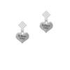 Follow Your Heart White Clear Crystal Diamond-Shape Earrings