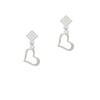 Slanted Open Heart White Clear Crystal Diamond-Shape Earrings