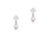 Small Heart Hamsa Hand White Clear Crystal Diamond-Shape Earrings