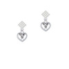 Lacrosse Sticks on Open Heart White Clear Crystal Diamond-Shape Earrings