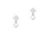 Mini Two Sided White Heart White Clear Crystal Diamond-Shape Earrings
