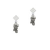 Horn Toad White Clear Crystal Diamond-Shape Earrings