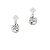 Horsehead with Horseshoe White Clear Crystal Diamond-Shape Earrings