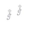 Small Gelato Script Initial - I - White Clear Crystal Diamond-Shape Earrings