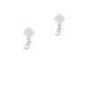 Mini Gelato Script Initial - I - White Clear Crystal Diamond-Shape Earrings