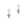 Ice Cream Cone White Clear Crystal Diamond-Shape Earrings