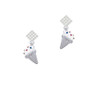 3-D Vanilla Ice Cream Cone with Crystal Sprinkles White Clear Crystal Diamond-Shape Earrings
