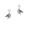 Indian Head White Clear Crystal Diamond-Shape Earrings
