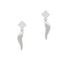Good Luck Italian Horn White Clear Crystal Diamond-Shape Earrings