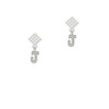 Small Crystal Initial - J - White Clear Crystal Diamond-Shape Earrings
