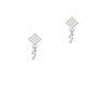 Mini Gelato Script Initial - J - White Clear Crystal Diamond-Shape Earrings