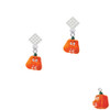 Resin Funny Boo! Pumpkin White Clear Crystal Diamond-Shape Earrings
