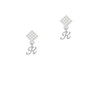 Mini Gelato Script Initial - K - White Clear Crystal Diamond-Shape Earrings