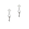 Trefoil Key with AB Crystals White Clear Crystal Diamond-Shape Earrings