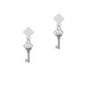Crown Key White Clear Crystal Diamond-Shape Earrings