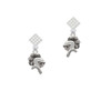 Knight - Mascot White Clear Crystal Diamond-Shape Earrings