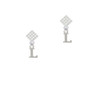 Small Initial - L - White Clear Crystal Diamond-Shape Earrings