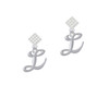 Small Gelato Script Initial - L - White Clear Crystal Diamond-Shape Earrings
