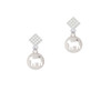 Lamb Silhouette White Clear Crystal Diamond-Shape Earrings