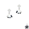 Resin White Lamb White Clear Crystal Diamond-Shape Earrings