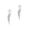 Large Clear Crystal Lightning Bolt White Clear Crystal Diamond-Shape Earrings