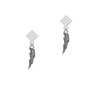 Lightning Bolt White Clear Crystal Diamond-Shape Earrings