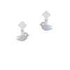Little Bird White Clear Crystal Diamond-Shape Earrings