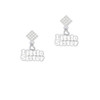White ''Little Sister'' with Heart White Clear Crystal Diamond-Shape Earrings