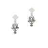Antiqued Lobster White Clear Crystal Diamond-Shape Earrings