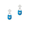Hot Blue Enamel Lock with Clear Crystals White Clear Crystal Diamond-Shape Earrings