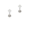 Mini Lotus White Clear Crystal Diamond-Shape Earrings