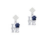 Love with Navy Blue Paw White Clear Crystal Diamond-Shape Earrings