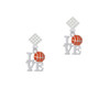 Love with Basketball White Clear Crystal Diamond-Shape Earrings