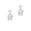 Love with Soccer Ball White Clear Crystal Diamond-Shape Earrings