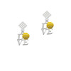 Love with Tennis Ball White Clear Crystal Diamond-Shape Earrings