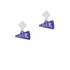 Acrylic 3/4" Navy Cheer Megaphone White Clear Crystal Diamond-Shape Earrings