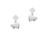 Small White Megaphone White Clear Crystal Diamond-Shape Earrings
