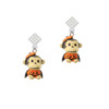 Resin Monkey in Pumpkin Costume White Clear Crystal Diamond-Shape Earrings