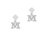 Large Greek Letter - Mu - White Clear Crystal Diamond-Shape Earrings