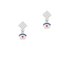 Mini Nurse Hat White Clear Crystal Diamond-Shape Earrings