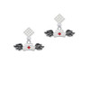 Enamel Nurse Hat with Wings White Clear Crystal Diamond-Shape Earrings