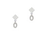 Small Crystal Initial - O - White Clear Crystal Diamond-Shape Earrings