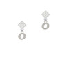 Small Initial - O - White Clear Crystal Diamond-Shape Earrings