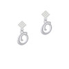 Small Gelato Script Initial - O - White Clear Crystal Diamond-Shape Earrings