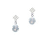 3-D Frosted Clear Resin Ornament with Crystals White Clear Crystal Diamond-Shape Earrings