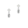 Cure in oval White Clear Crystal Diamond-Shape Earrings