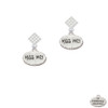 Kiss Me ''I'm Magically Delicious'' White Clear Crystal Diamond-Shape Earrings