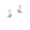 Little Bird Initial - P - White Clear Crystal Diamond-Shape Earrings